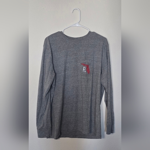 State of Mine Tops - State of Mine Florida Sunshine State Long Sleeve Gray Graphic Tee XL